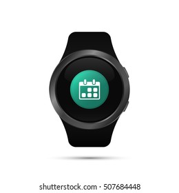 Smart watch with calendar app symbol. Vector isolated color illustration.