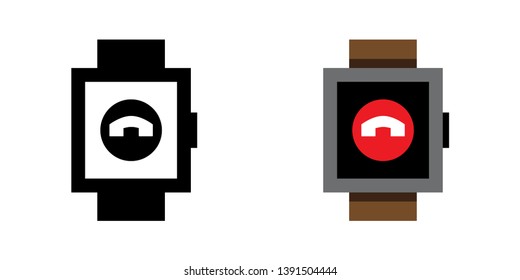Smart Watch Call End Icon in Color and Black Version