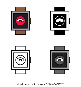 Smart Watch Call End Icon in Different Color and Style