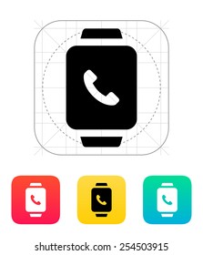 Smart watch call with handset icon. Vector illustration.