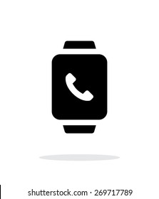 Smart watch call with handset simple icon on white background. Vector illustration.