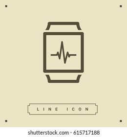 Smart watch cardiogram line vector icon