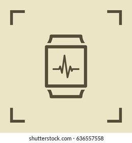 Smart watch cardiogram line vector icon