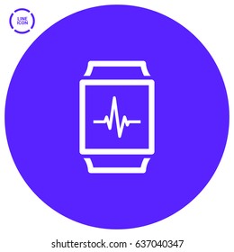 Smart watch cardiogram line vector icon