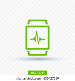 Smart watch cardiogram line vector icon