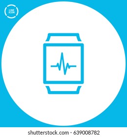 Smart watch cardiogram line vector icon