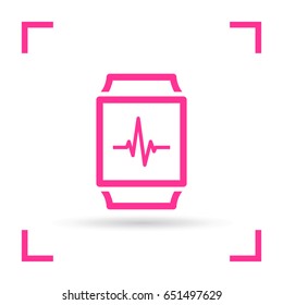 Smart watch cardiogram line vector icon