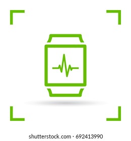 Smart watch cardiogram line vector icon