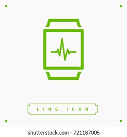 Smart watch cardiogram line vector icon