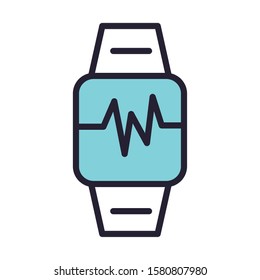 smart watch with cardiology app vector illustration design