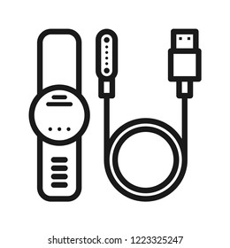 Smart Watch Charger. Line vector. Isolate on white background. 
