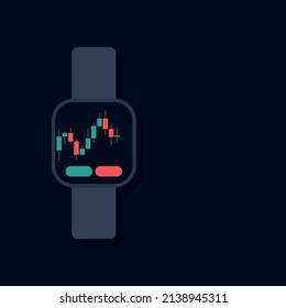 Smart watch with a chart of candles for trading