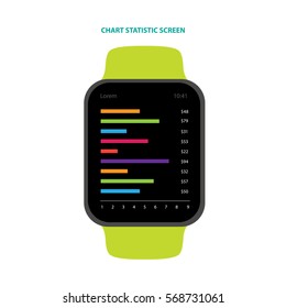 Smart watch chart statistic screen.