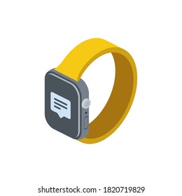 Smart watch chat bubble. Vector 3d isometric, color web icons set, new flat style. Creative illustration, idea for infographics.