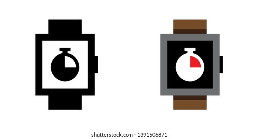 Smart Watch Chronometer Icon in Color and Black Version
