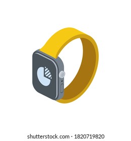 Gráfico circular de reloj inteligente. Vector 3d isométrico, color de los iconos de la web, nuevo estilo plano. Ilustración creativa, idea para infografías.