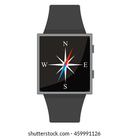 Smart Watch. Compass. Icon. Cartoon and flat style. Vector illustration. navigation. direction. 