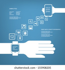 Smart watch concept infographics in modern flat design with space for text