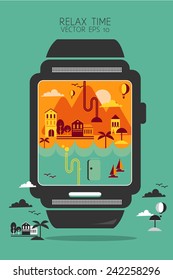Smart watch concept style info graphic travel