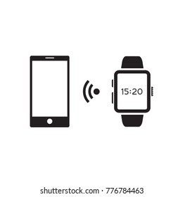 
Smart watch connect to mobile with WiFi, vector, illustration.