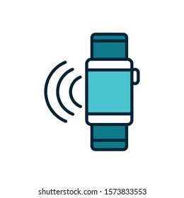 smart watch connection signal internet of things line and fill iconvector illustration