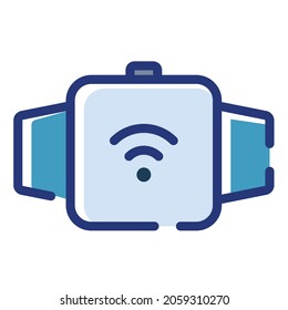 smart watch device single isolated icon with dash or dashed line style
