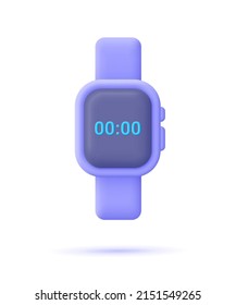 Smart Watch Device. Smart Watch Technology. 3d Vector Icon. Cartoon Minimal Style.