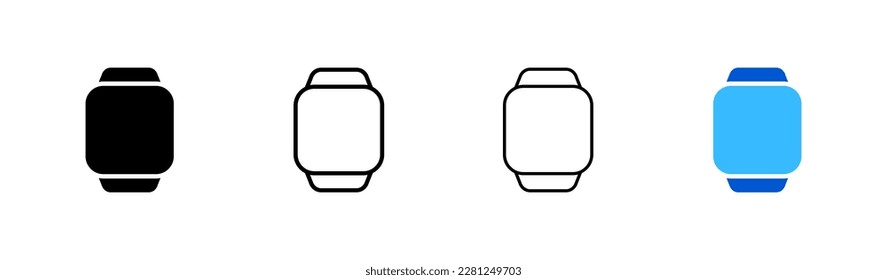 Smart watch. Different styles, colored, modern smart watch. Vector icons.