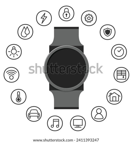 Smart watch. Different styles, colorful,
smart watch icon. Vector icon.Wireless
Smart Watch isolated on white
background.smart band fitness tracker
hand path isolated on white. Silhouette