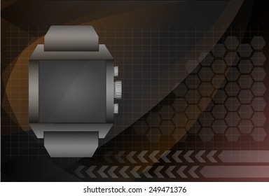 smart watch and digital technology background, vector illustration