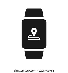 Smart Watch, distance measuring mode on screen. Flat simple icon. Vector. Isolate on white background. 