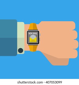 Smart watch e-mail business application vector concept
