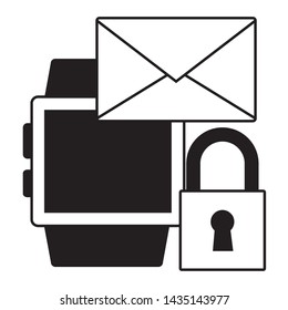 smart watch email security wifi free connection vector illustration