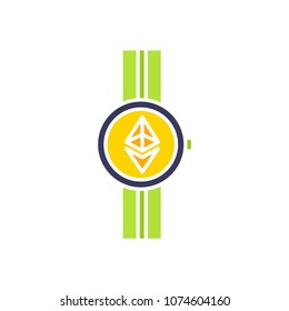 Smart watch in ethereum icon illustration vector symbol