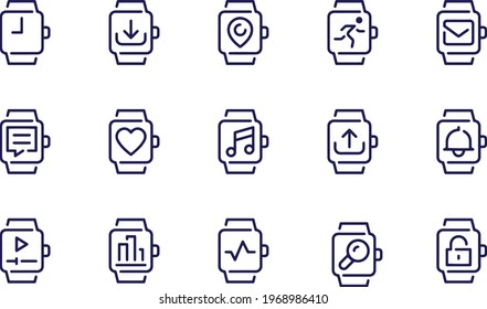 Smart Watch Feature Line Icons vector design 