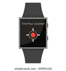 Smart Watch. Find your location Icon. Cartoon style. Flat element. Vector illustration.