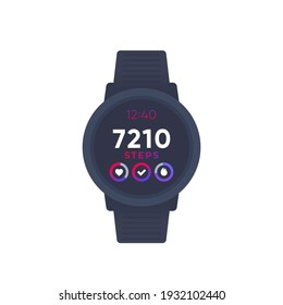 Smart Watch With Fitness App, Activity Tracker And Step Counter, Vector