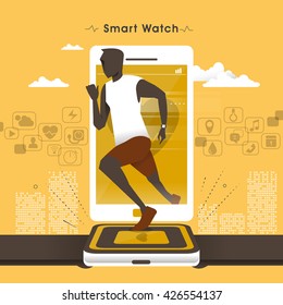 smart watch flat design illustration - fitness and sport concept 