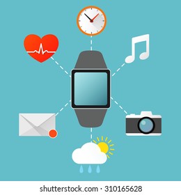 Smart watch. functions. vector illustration