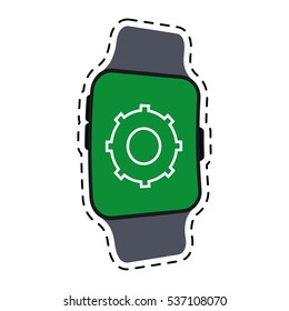 smart watch gear wearable technology line vector illustration eps 10