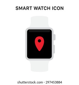 Smart Watch with Geo-tag Vector Icon