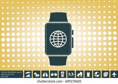 smart watch and globe icon vector