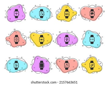 iconos vectoriales de glifo de reloj inteligente en formas de burbuja de color aisladas en fondo blanco. conjunto de iconos de reloj inteligente para diseño web, aplicaciones móviles y diseño ui