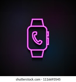smart watch handset icon. Element of Minimalistic  icons for mobile concept and web apps. Neon smart watch handset icon can be used for web and mobile on dark gradient background