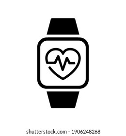 Smart Watch With Health App Icon, Heart Pulse - Stock Vector