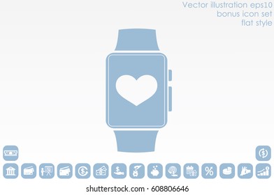 smart watch and heart icon vector