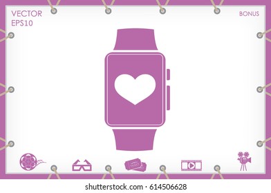 smart watch and heart icon vector