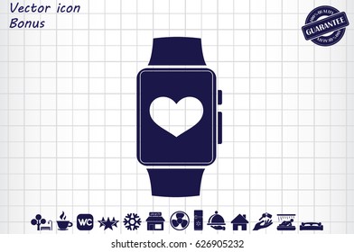 smart watch and heart icon vector