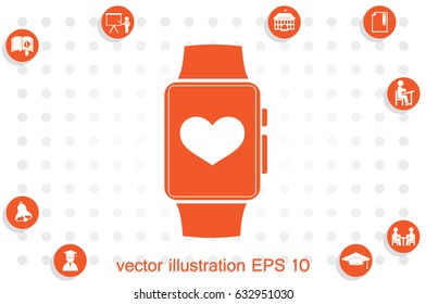 smart watch and heart icon vector