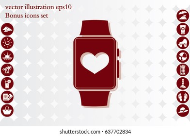 smart watch and heart icon vector